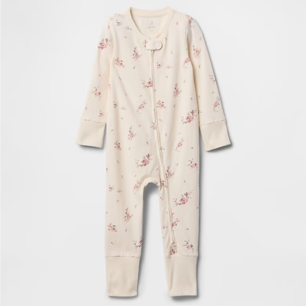 GAP Baby first favorites organic cloud cotton pajamas in ivory frost floral